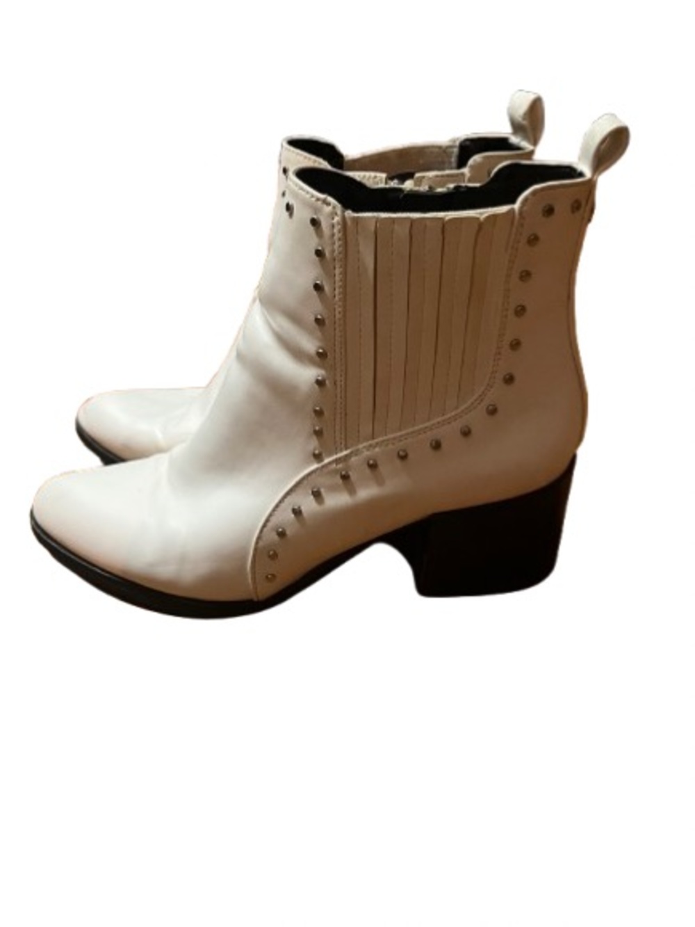 Circus Sam Eldelman White Studded  Ankle Boots - Women Size 7 1/2